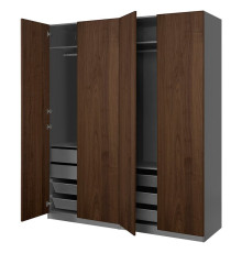 Kombinacja szafy, ciemnoszary/okleina orzechowa PAX / BJÖRNESKOGEN 695.752.84