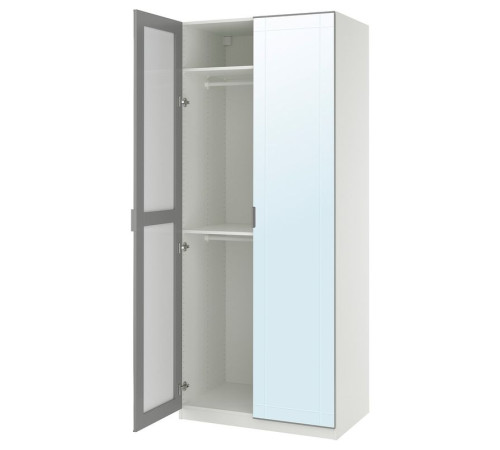 Kombinacja szafy, biały lustro/szary PAX / KAMMARTORP 795.724.21
