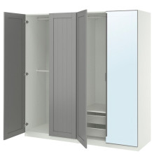 Kombinacja szafy, biały/lustro szary PAX / KAMMARTORP/GULLABERG 895.725.76
