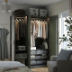 Kombinacja szafy, ciemnoszary/lustro szarozielony PAX / KAMMARTORP/GRIMO 895.792.57