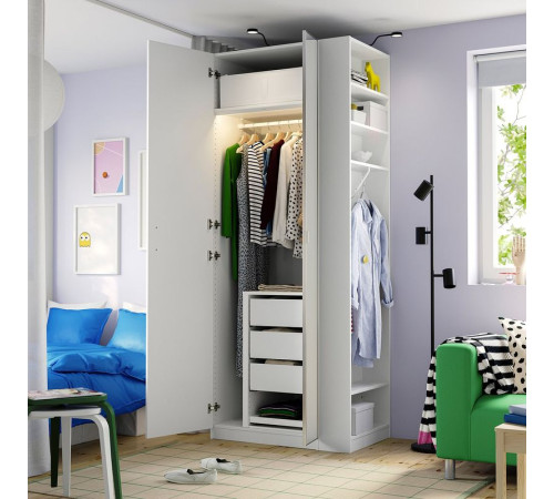 Kombinacja szafy, biały lustro/biały PAX / FORSAND/ÅHEIM 896.235.33