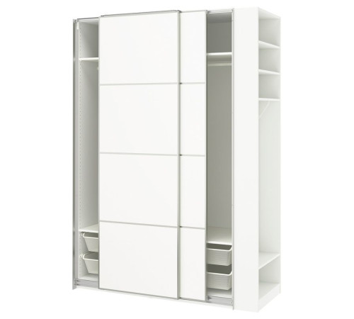 Szafa z przesuwanymi drzwiami, biały aluminium/biały biały PAX / MEHAMN 996.235.75