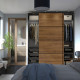 Szafa z przesuwanymi drzwiami, ciemnoszary czarny/2str orzech PAX / MEHAMN 996.303.78