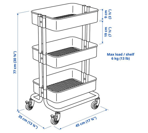 Тележка, черная RÅSKOG 405.821.81