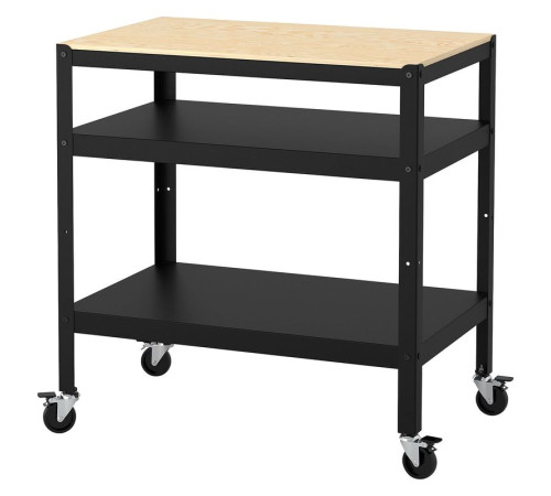 Wózek, czarny/sklejka sosnowa BROR 603.338.50