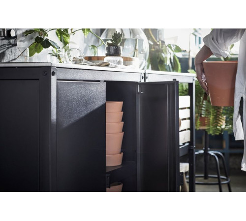 Szafka, czarny/stal nierdz na zewnątrz GRILLSKÄR 104.714.48