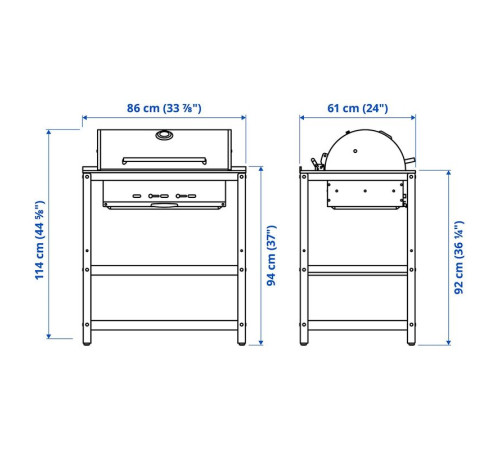 Grill węglowy, czarny/stal nierdz na zewnątrz GRILLSKÄR 304.714.47