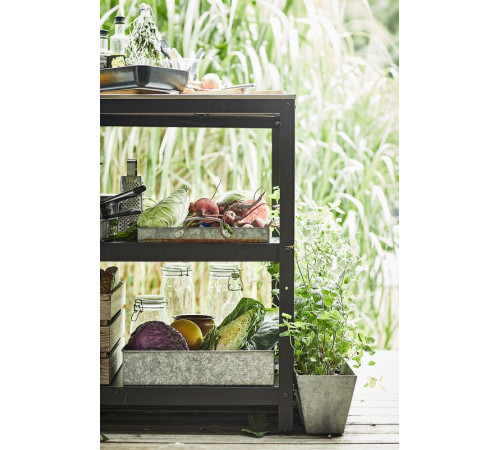 Regał wyspa kuchenna, czarny/stal nierdz na zewnątrz GRILLSKÄR 504.714.46