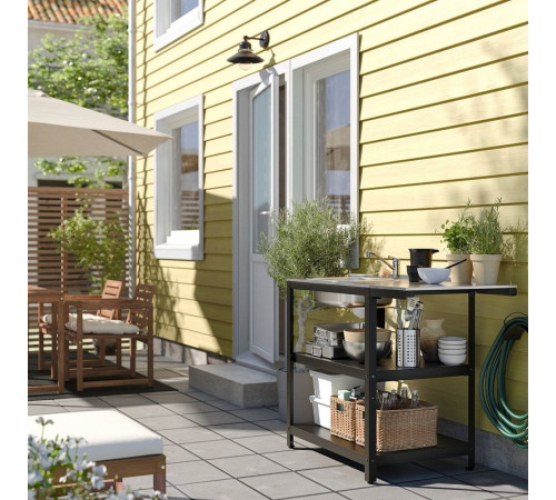 Zlew z blatem bocznym, stal nierdz/na zewnątrz GRILLSKÄR 494.952.26