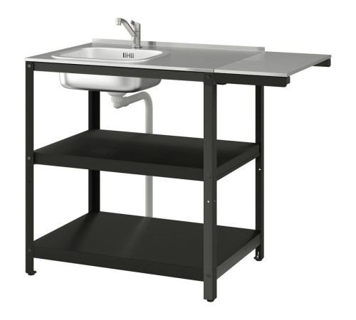 Zlew z blatem bocznym, stal nierdz/na zewnątrz GRILLSKÄR 494.952.26