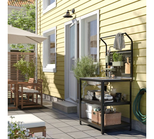 Zlew z panelem tylnym, stal nierdz/na zewnątrz GRILLSKÄR 494.952.45