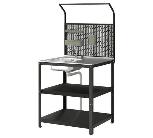 Zlew z panelem tylnym, stal nierdz/na zewnątrz GRILLSKÄR 494.952.45