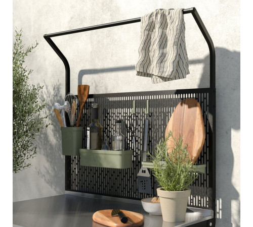 Wyspa kuchenna z panelem tylnym, stal nierdz/na zewnątrz GRILLSKÄR 794.952.44