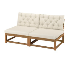 Sofa dwuosobowa, bejca jasnobrązowa na zewnątrz/Kuddarna jasny szarobeżowy NÄMMARÖ 196.155.98