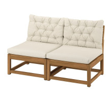 Sofa dwuosobowa, bejca jasnobrązowa na zewnątrz/Kuddarna jasny szarobeżowy NÄMMARÖ 495.752.18