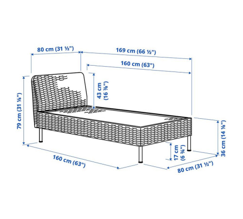 Szezlong modułowy, na zewnątrz/technorattan ciemnoszary VITTSKÄR 295.912.57
