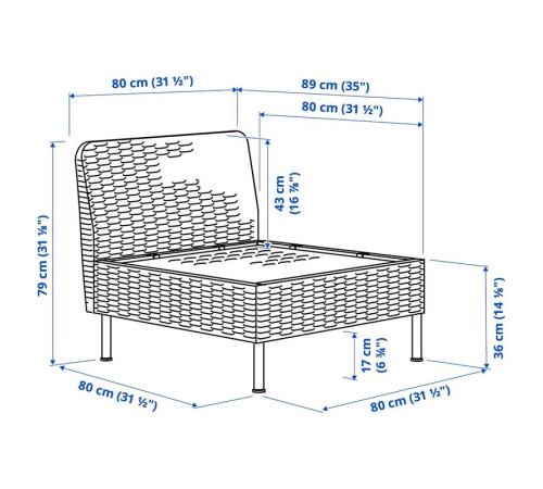 Fotel modułowy, na zewnątrz/technorattan ciemnoszary VITTSKÄR 895.909.81