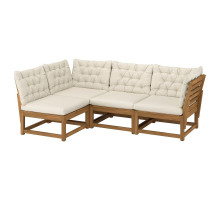 Sofa narożna 3-osobowa, na zewnątrz bejca jasnobrązowa/Kuddarna jasny szarobeżowy NÄMMARÖ 095.752.15