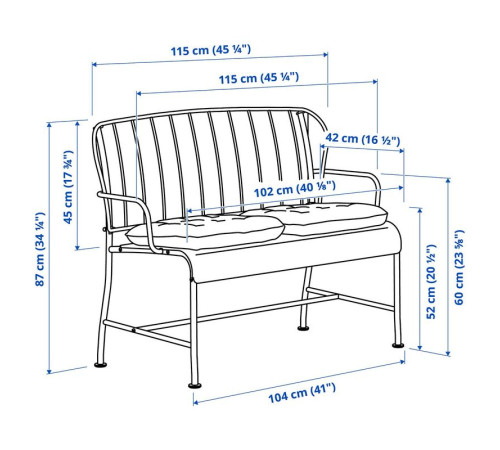 Sofa 2-osobowa, na zewnątrz, szary/Kuddarna jasny szarobeżowy LÄCKÖ 095.753.62