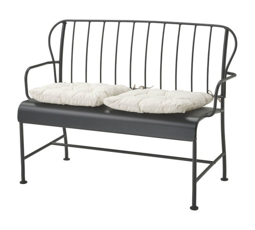 Sofa 2-osobowa, na zewnątrz, szary/Kuddarna jasny szarobeżowy LÄCKÖ 095.753.62