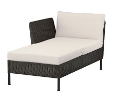 Szezlong modułowy, z podłokietnikiem na zewnątrz/rattan z tworzywa sztu. ciemnoszary Frösön/Duvholmen beżowy VITTSKÄR 095.912.58