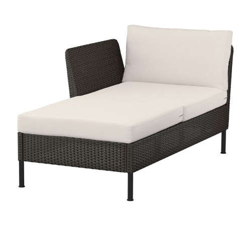 Szezlong modułowy, z podłokietnikiem na zewnątrz/rattan z tworzywa sztu. ciemnoszary Frösön/Duvholmen beżowy VITTSKÄR 095.912.58