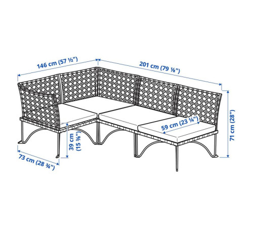 Modułowa sofa narożna 3-os zewn, ciemnoszary/Kuddarna jasny szarobeżowy JUTHOLMEN 195.782.23