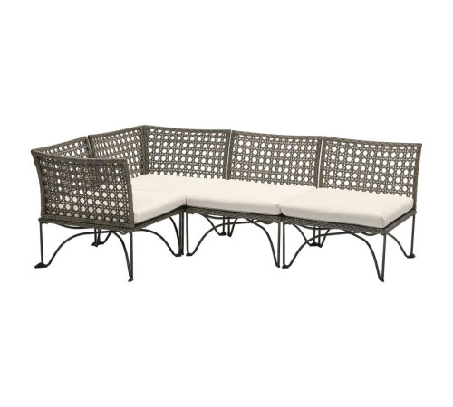 Modułowa sofa narożna 3-os zewn, ciemnoszary/Kuddarna jasny szarobeżowy JUTHOLMEN 195.782.23