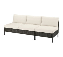 Sofa 3-osobowa, na zewnątrz rattan z tworzywa sztu. ciemnoszary/Frösön/Duvholmen beżowy VITTSKÄR 195.911.30