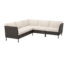 4-osobowy narożnik modułowy, na zewnątrz rattan z tworzywa sztu. ciemnoszary/Frösön/Duvholmen beżowy VITTSKÄR 195.912.29