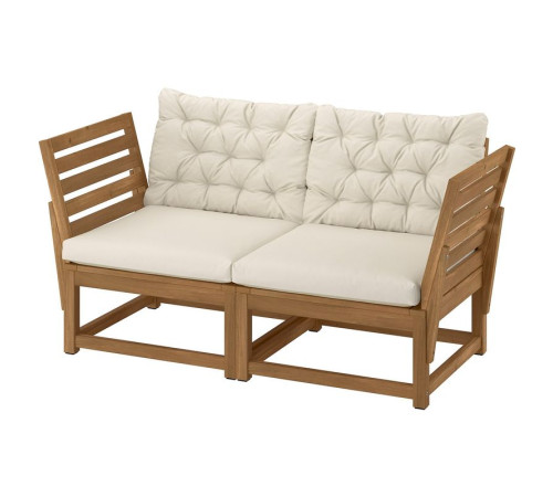 Sofa dwuosobowa, na zewnątrz z podłokietnikiem/bejca jasnobrązowa Kuddarna jasny szarobeżowy NÄMMARÖ 295.752.19
