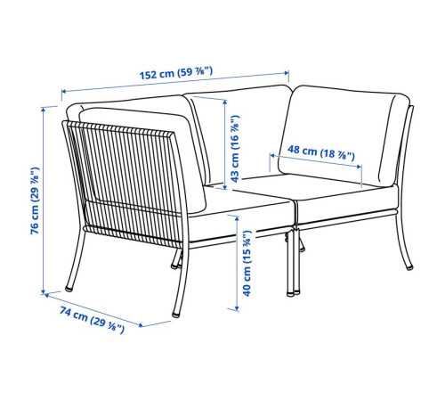 Sofa 2-osobowa, na zewnątrz, biały/beżowy/Frösön/Duvholmen beżowy SEGERÖN 295.777.51