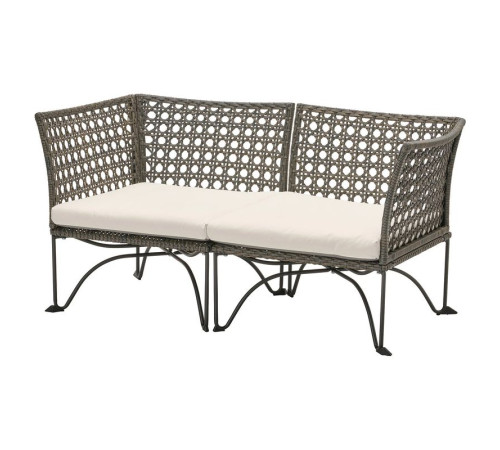 2-osobowa sofa modułowa, zewn, ciemnoszary/Kuddarna jasny szarobeżowy JUTHOLMEN 295.782.27
