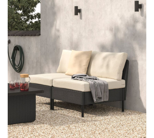 Sofa modułowa, 2-osobowa, na zewnątrz rattan z tworzywa sztu. ciemnoszary/Frösön/Duvholmen beżowy VITTSKÄR 295.910.64