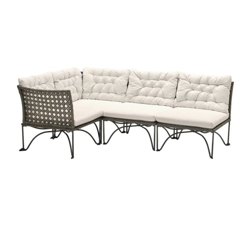 Modułowa sofa narożna 3-os zewn, ciemnoszary/Kuddarna jasny szarobeżowy JUTHOLMEN 395.782.22