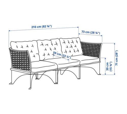 3-osobowa sofa modułowa, zewn, ciemnoszary/Kuddarna jasny szarobeżowy JUTHOLMEN 395.782.36