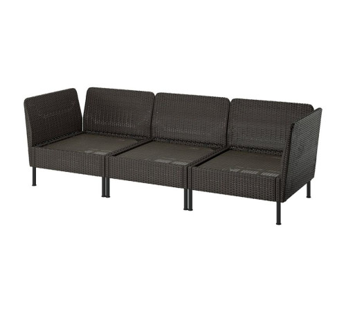 Sofa modułowa, 3-osobowa, podłokietnik na zewnątrz/technorattan ciemnoszary VITTSKÄR 395.911.48