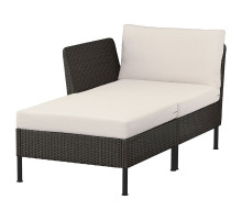 Szezlong modułowy, z podłokietnikiem na zewnątrz/rattan z tworzywa sztu. ciemnoszary Frösön/Duvholmen beżowy VITTSKÄR 395.912.71