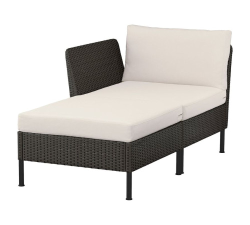 Szezlong modułowy, z podłokietnikiem na zewnątrz/rattan z tworzywa sztu. ciemnoszary Frösön/Duvholmen beżowy VITTSKÄR 395.912.71