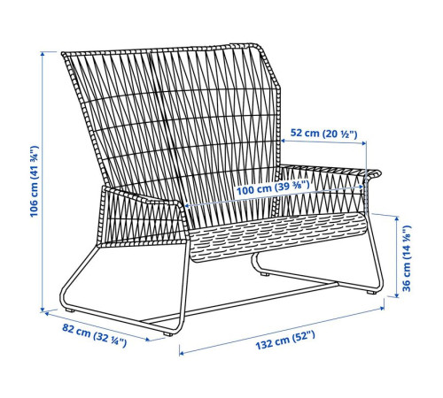 Sofa 2-osobowa, na zewnątrz, antracyt TALLSKÄR 405.751.52