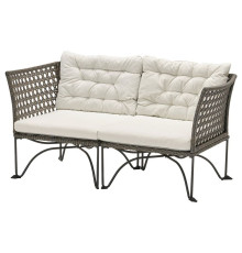 2-osobowa sofa modułowa, zewn, ciemnoszary/Kuddarna jasny szarobeżowy JUTHOLMEN 495.782.26