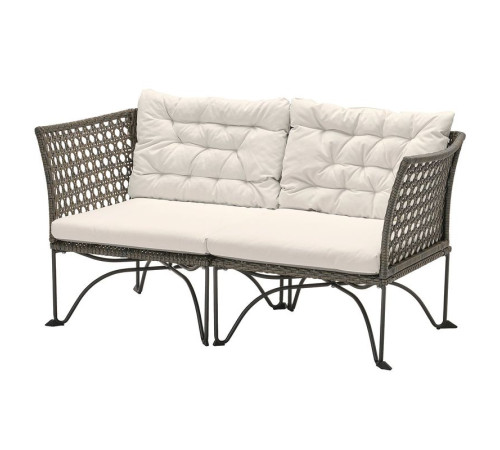 2-osobowa sofa modułowa, zewn, ciemnoszary/Kuddarna jasny szarobeżowy JUTHOLMEN 495.782.26