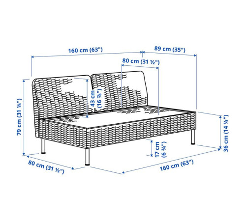 Sofa 2-osobowa, na zewnątrz/technorattan ciemnoszary VITTSKÄR 495.910.77