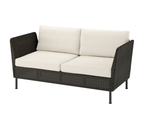 Sofa modułowa, 2-osobowa, podłokietnik na zewnątrz/rattan z tworzywa sztu. ciemnoszary Frösön/Duvholmen beżowy VITTSKÄR 495.911.24