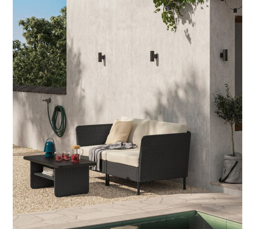 Sofa modułowa, 2-osobowa, podłokietnik na zewnątrz/rattan z tworzywa sztu. ciemnoszary Frösön/Duvholmen beżowy VITTSKÄR 595.910.67