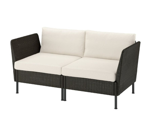 Sofa modułowa, 2-osobowa, podłokietnik na zewnątrz/rattan z tworzywa sztu. ciemnoszary Frösön/Duvholmen beżowy VITTSKÄR 595.910.67
