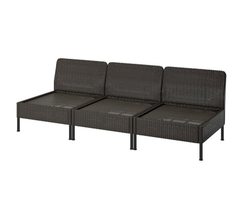 Sofa modułowa, 3-osobowa, na zewnątrz/technorattan ciemnoszary VITTSKÄR 595.911.28