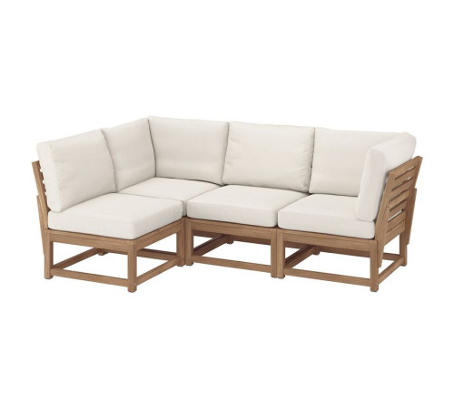 Sofa narożna 3-osobowa, na zewnątrz bejca jasnobrązowa/Frösön/Duvholmen beżowy NÄMMARÖ 695.776.88