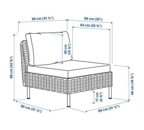 Fotel modułowy, na zewnątrz rattan z tworzywa sztu. ciemnoszary/Frösön/Duvholmen beżowy VITTSKÄR 695.909.82