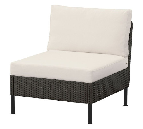 Fotel modułowy, na zewnątrz rattan z tworzywa sztu. ciemnoszary/Frösön/Duvholmen beżowy VITTSKÄR 695.909.82